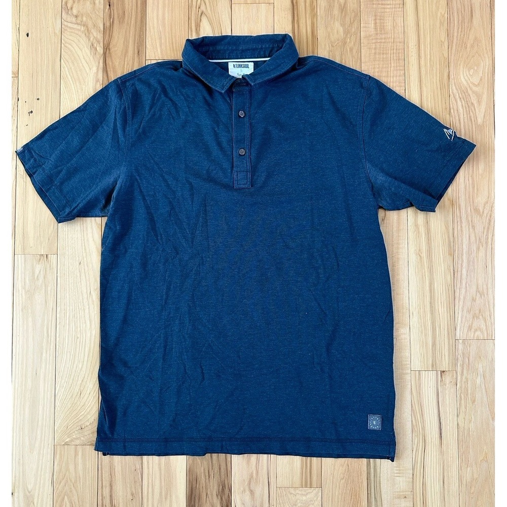 Link Soul Men's Large Polo Shirt Dark Gray Performance Golf Preppy‎